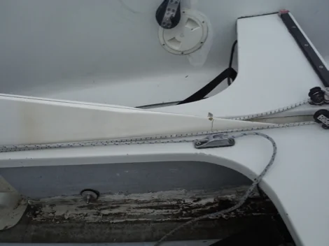 Centerboard line held in its jam cleat